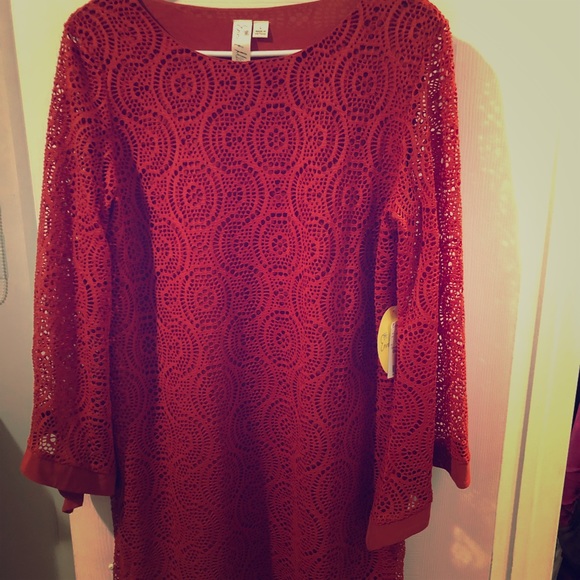 Burnt Orange Lace Dress - Picture 1 of 3
